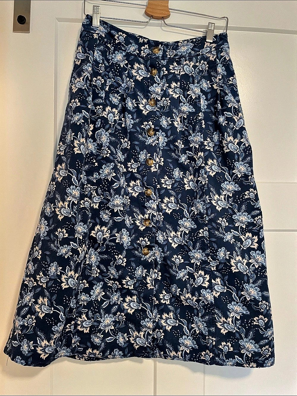 Floral Maxi Skirt in Blue & White Like New
